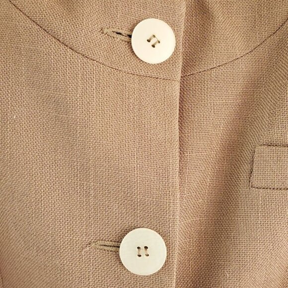 Vintage 80s Jacobson’s Skirt Suit Set Size M Taupe Cream Minimalist Power Suit - Picture 8 of 12